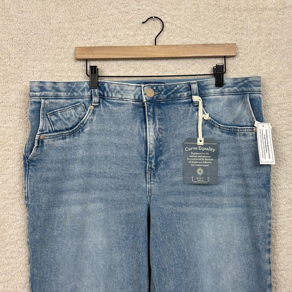 Democracy Jeans Womens 16 Blue Ab Solution High Rise Side Entry Pocket Boyfriend - Picture 3 of 14